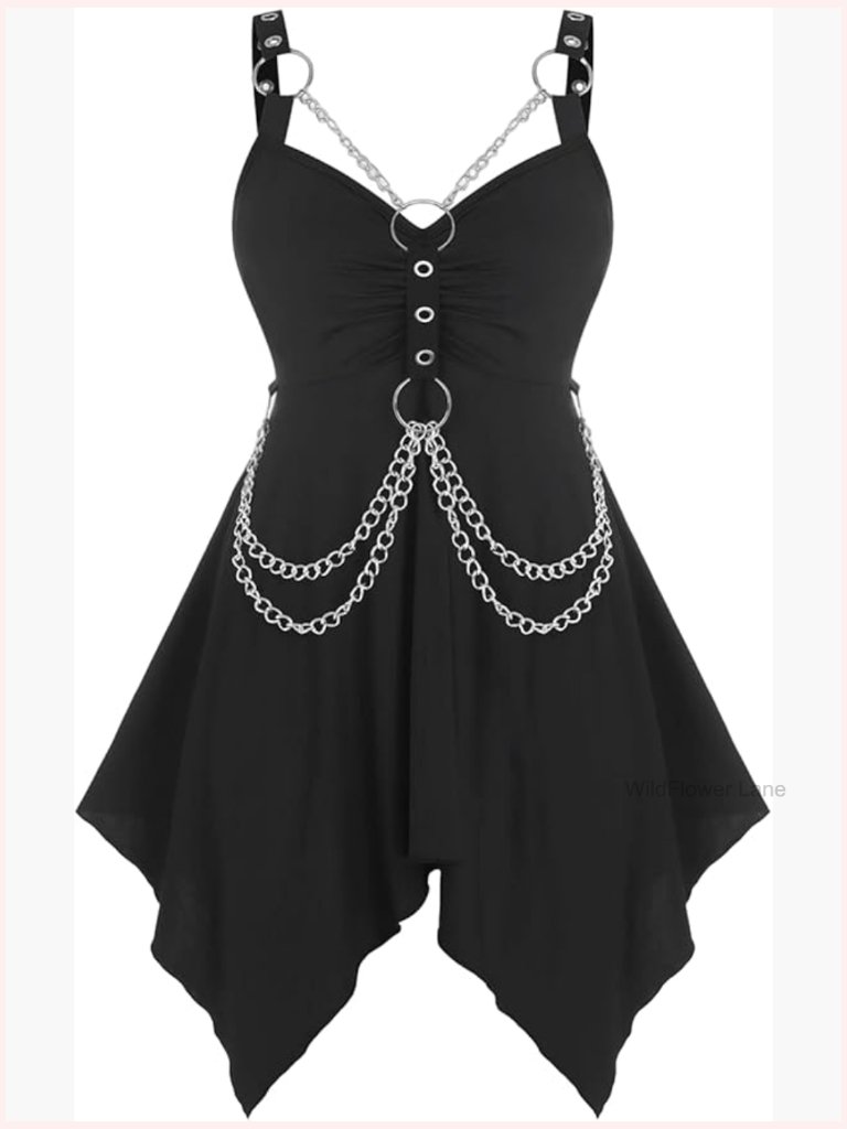 Plus Size Long Sleeve Tunics Loose Gothic T-Shirt